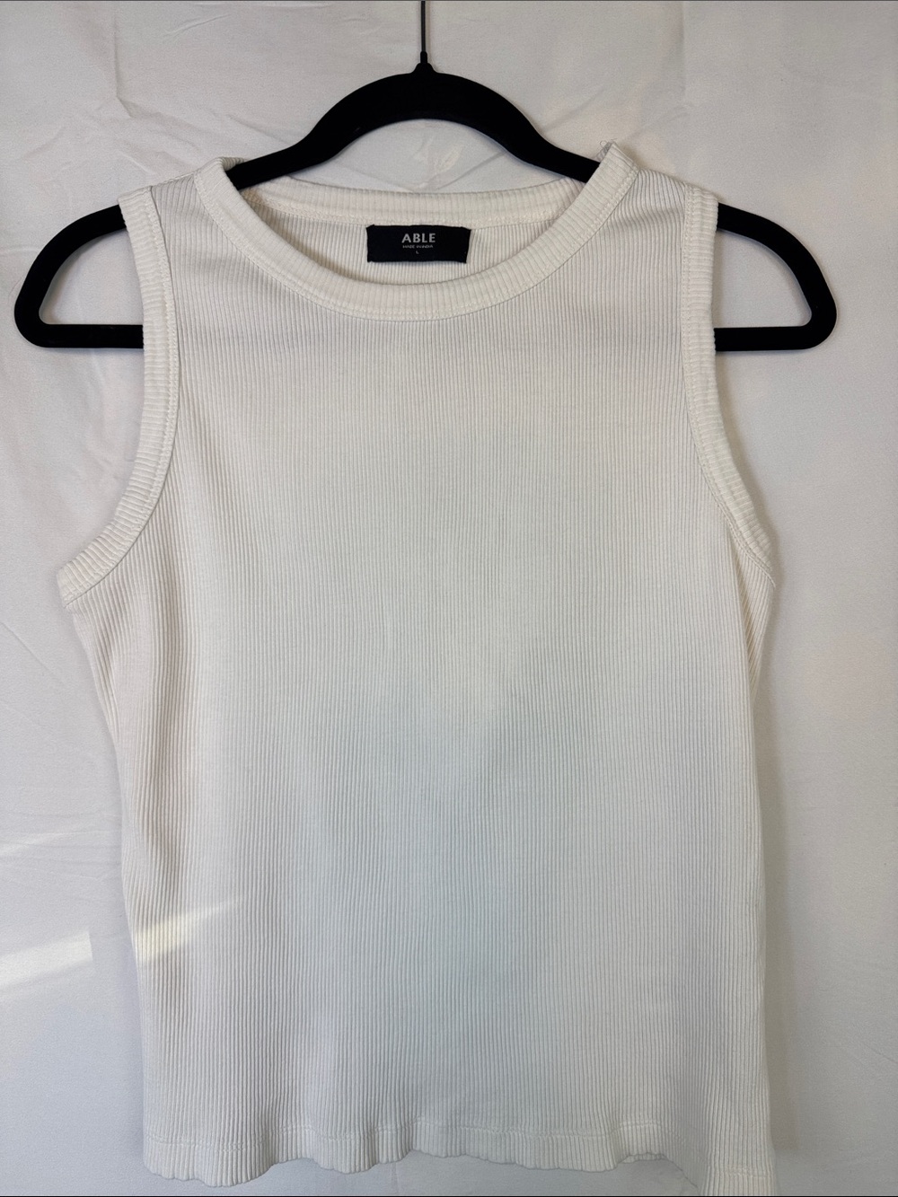 Able White Ribbed Sleeveless Tank